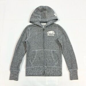 Roots Athletics Kids 7-8 Yrs Full Zip Sweatshirt Hoodie Beaver Salt Pepper Gray